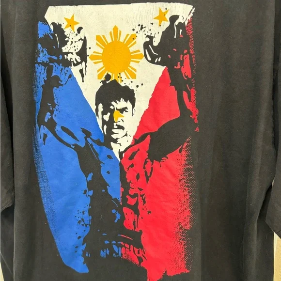 High End Many Pacquiao Boxing Aged Retro 3XL Thick Graphic T-Shirt RARE - Picture 3 of 4